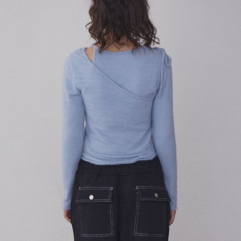 【Rest&Recreation】RR UNBALANCE LAYERED KNIT TOP